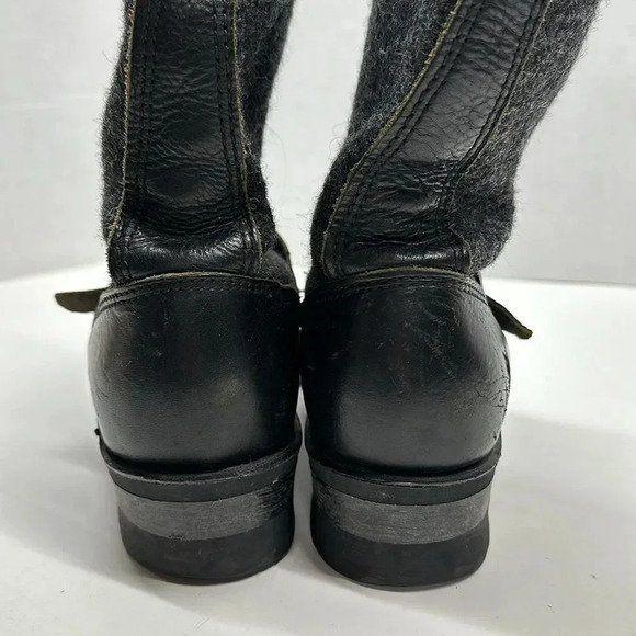 Frye Veronica Charcoal Engineer Wool Leather Moto Low Heeled Boots Gray Size 10 - Picture 4 of 11